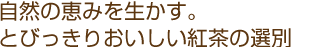 自然の恵みを生かす。とびっきりおいしい紅茶の選別